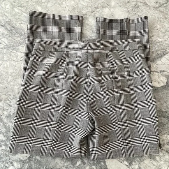 Zara Checkered Pattern Straight Leg Pants Gray Size 4 - Picture 4 of 4